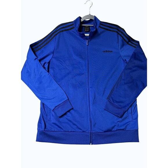 Adidas Track Jacket Men’s Sz XL Tricot Full Zip Blue Essentials 3 Stripe DU0449 - Picture 1 of 7